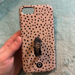 Polka Dot Phone Case with Grip - Black and Tan